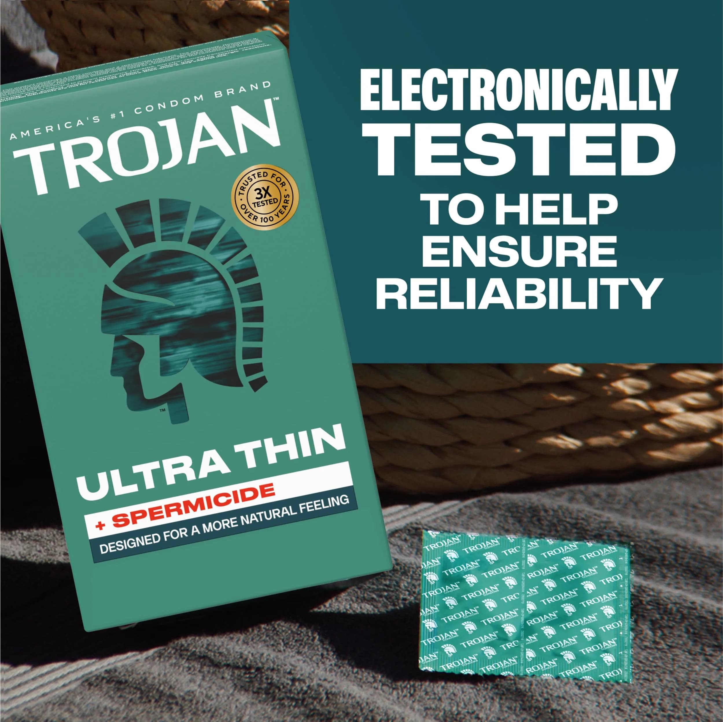 Trojan Ultra Thin Plus Spermicide Condoms 12 Count | Natural Feeling & Extra Pregnancy Protection - view 8