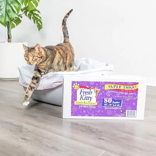 Fresh Kitty 80 Count Super Thick Drawstring Litter Box Liners | Scented, Durable, Easy Clean, Jumbo Size thumbnail 6