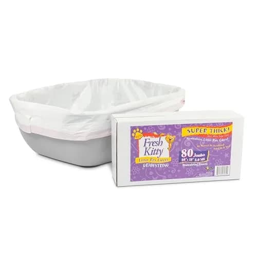 Fresh Kitty 80 Count Super Thick Drawstring Litter Box Liners | Scented, Durable, Easy Clean, Jumbo Size thumbnail 7