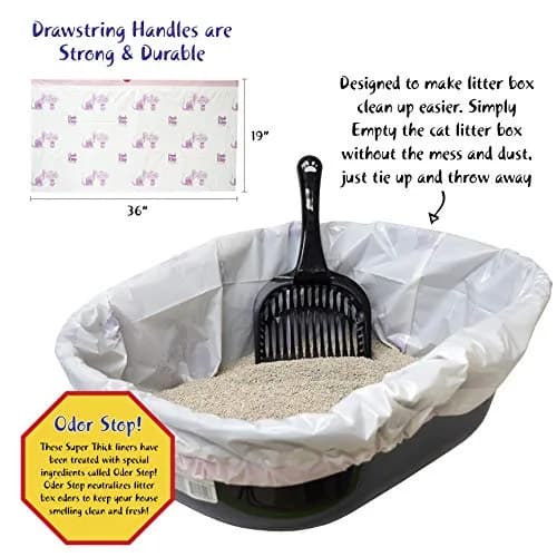 Fresh Kitty 80 Count Super Thick Drawstring Litter Box Liners | Scented, Durable, Easy Clean, Jumbo Size thumbnail 3