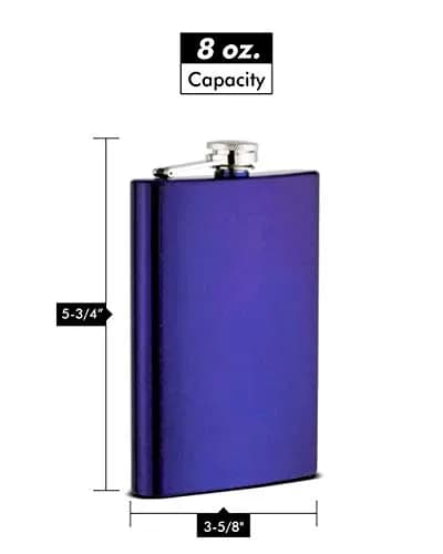 Top Shelf Flasks Blue 8 oz (237 ml) Hip Flask | Leak Proof Stainless Steel for Men thumbnail 2