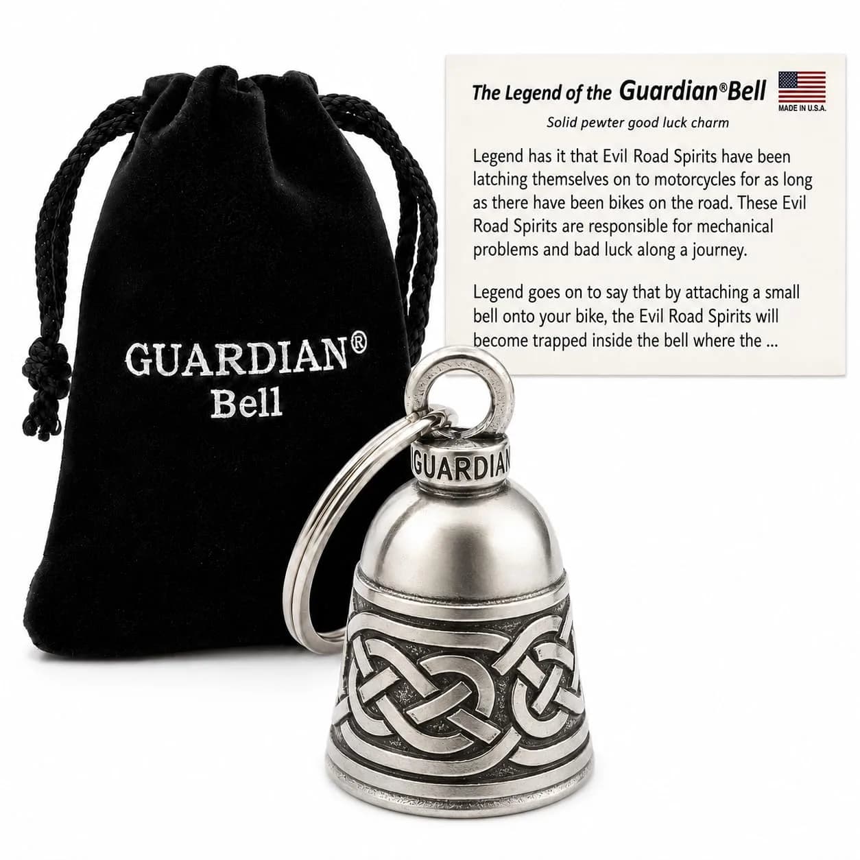 Guardian Bell Claddagh Good Luck Bell 1.75" | Lead-Free Pewter | Made in USA — Celtic Weave