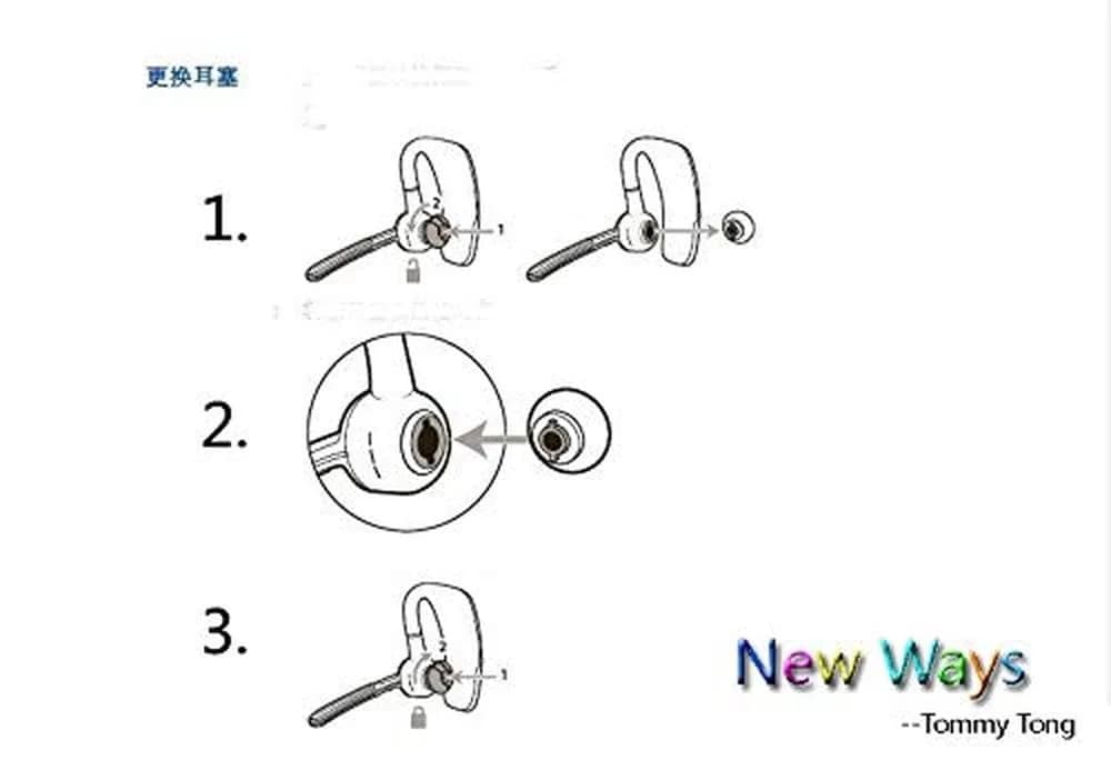PLT Voyager Legend Eartip Kit - Medium Black | Replacement Ear Tips for Bluetooth Headsets - view 3
