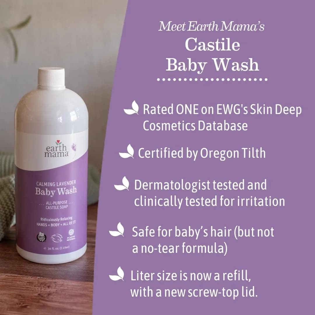 Earth Mama Calming Lavender Baby Wash Foaming Soap Refill 907 ml (34 Fl Oz) | Gentle Castile Soap for Sensitive Skin - view 5