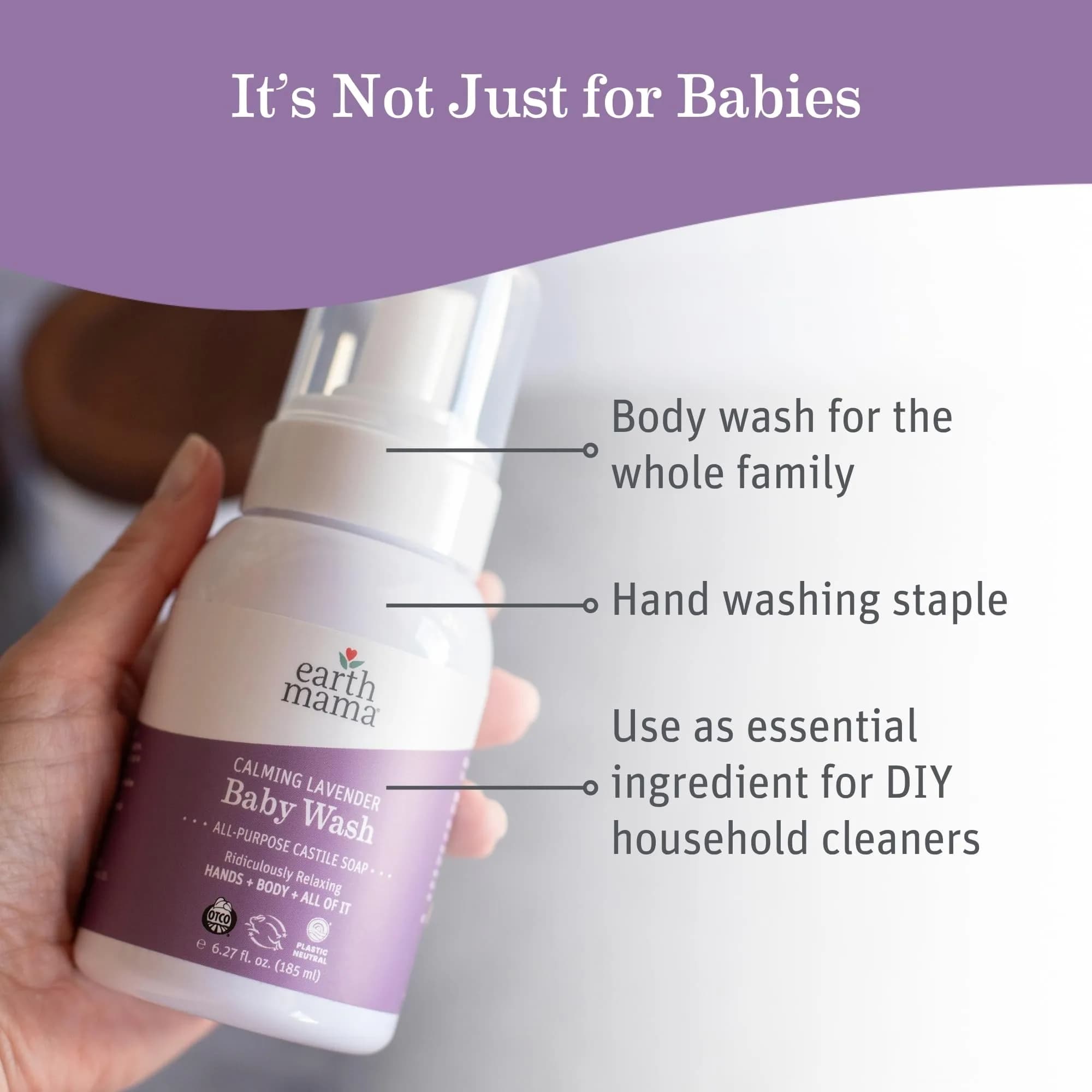 Earth Mama Calming Lavender Baby Wash Foaming Soap Refill 907 ml (34 Fl Oz) | Gentle Castile Soap for Sensitive Skin - view 2
