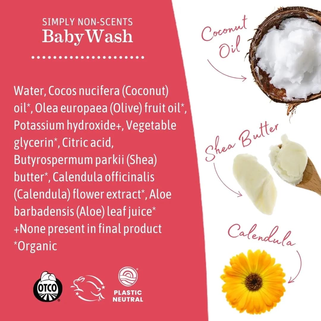 Earth Mama Simply Non-Scents Baby Wash 991ml (34 fl oz) | Tear-Free Gentle Cleanser for Sensitive Skin - view 5