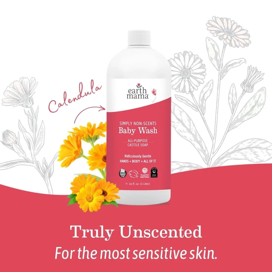 Earth Mama Simply Non-Scents Baby Wash 991ml (34 fl oz) | Tear-Free Gentle Cleanser for Sensitive Skin - view 7