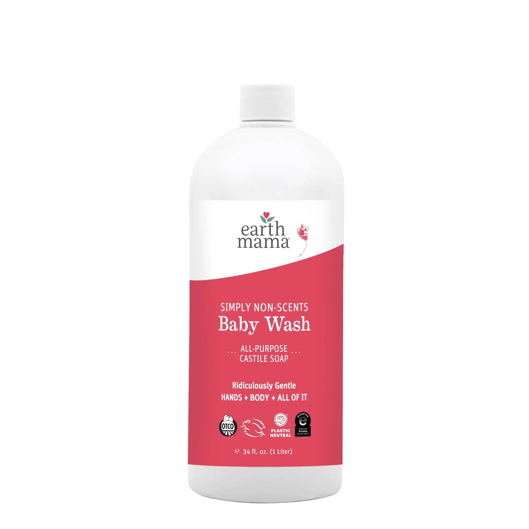 Earth Mama Sweet Orange Baby Wash Foaming Soap 185ml (6.27 Fl Oz) | Gentle Castile Soap for Sensitive Skin — Unscented / 34 Fl Oz