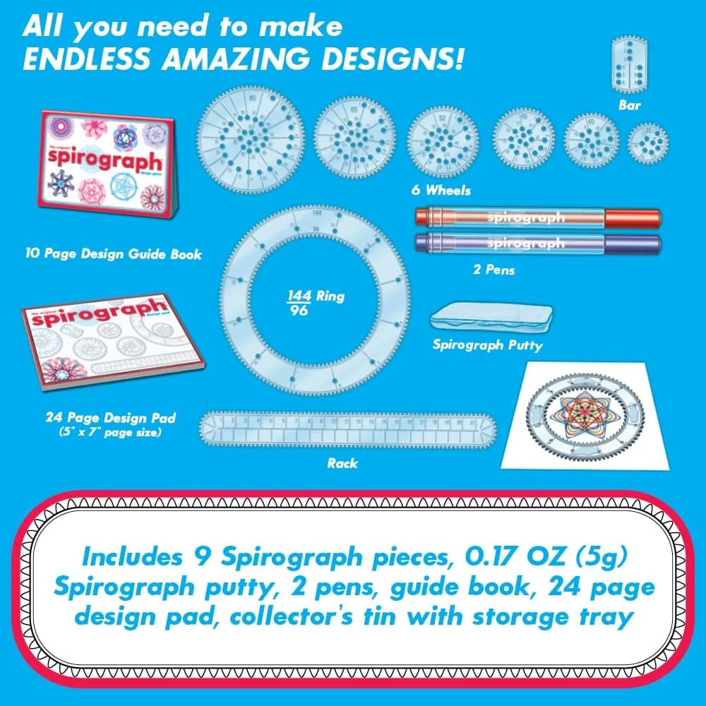 Spirograph Design Set Collectors Tin – Classic Gear Spiral Art Drawing Kit | Ages 8+ - view 4