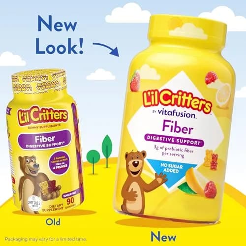 Lil Critters Kids Fiber Gummies for Digestive Support | Sugar Free, 90 Count (Pack of 1) thumbnail 2