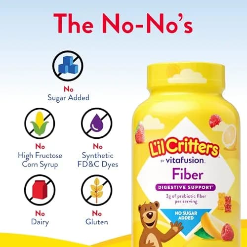 Lil Critters Kids Fiber Gummies for Digestive Support | Sugar Free, 90 Count (Pack of 1) thumbnail 3