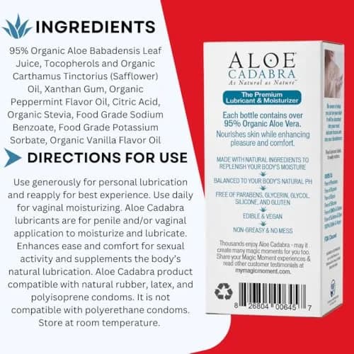 Aloe Cadabra Organic Peppermint Personal Lubricant 74ml (2.5 Fl Oz) | Water-Based, pH-Balanced, Toy Compatible thumbnail 3