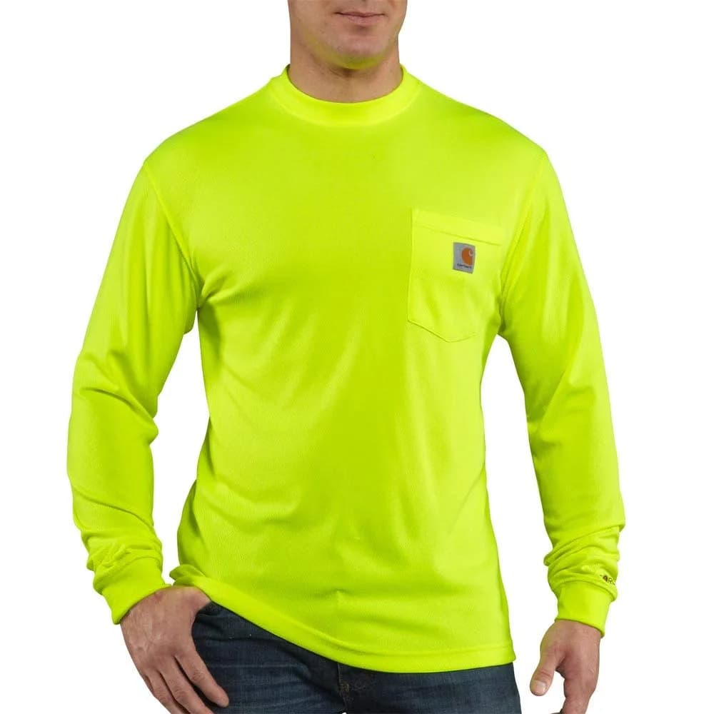 Carhartt Men's Force Relaxed Color Enhanced LS T-Shirt, Brite Lime, XX-Large | Moisture-Wicking, Stain-Resistant Work Tee