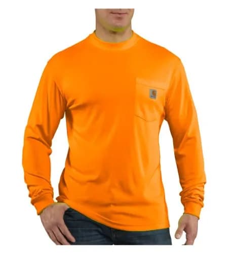 Carhartt Men's Force Relaxed Color Enhanced LS T-Shirt, Brite Orange, Medium thumbnail 1