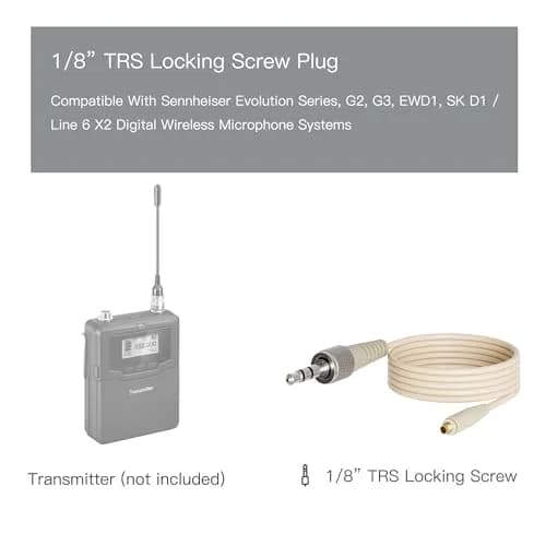 J K Professional MIC-J 071S Headset Microphone Beige | Compatible with Sennheiser G3/G4, Line 6 X2, 1/8" Locking Screw Plug thumbnail 2