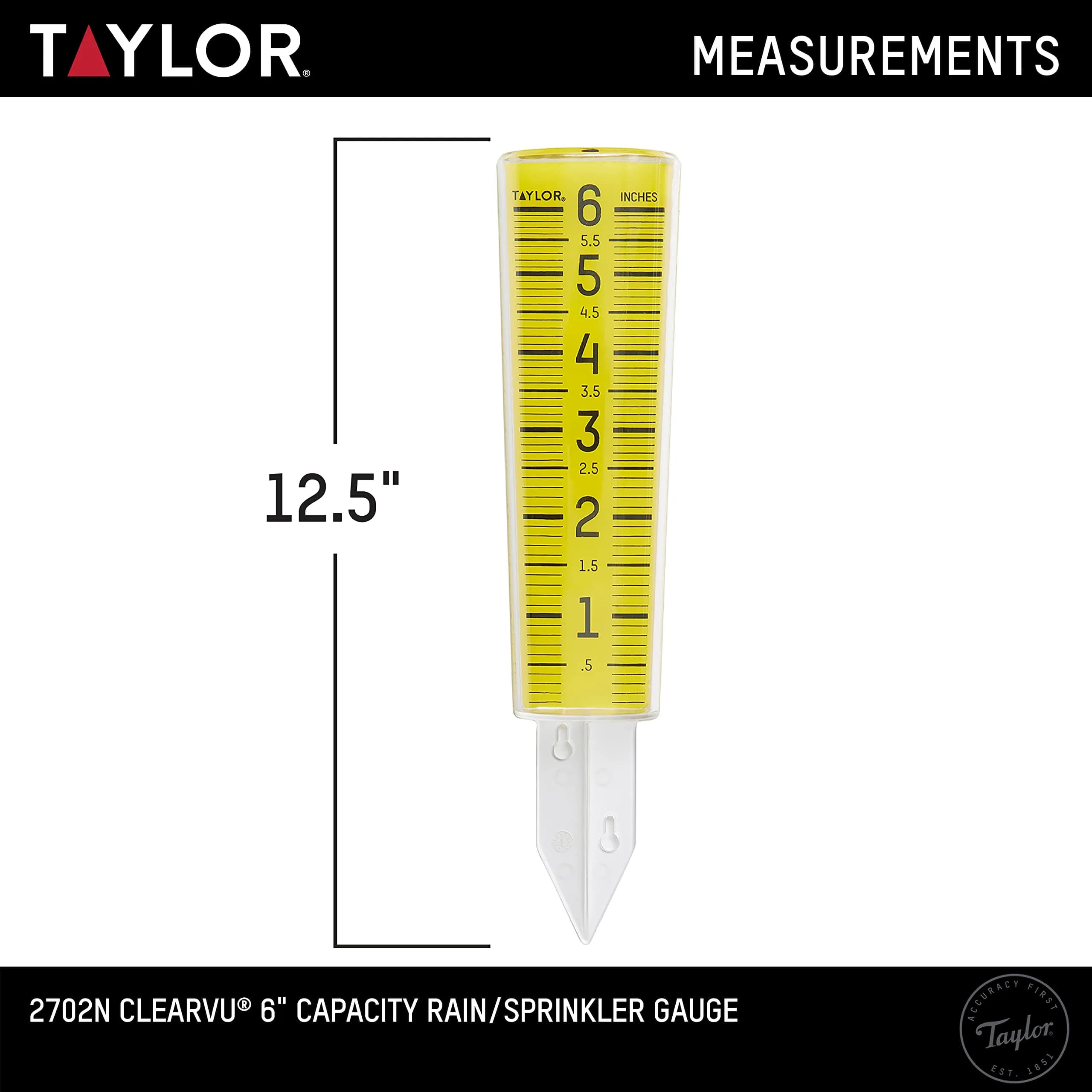 Taylor ClearVu Rain Gauge 15.6 cm (6 inch) Capacity | Measure Rainfall Accurately - view 3