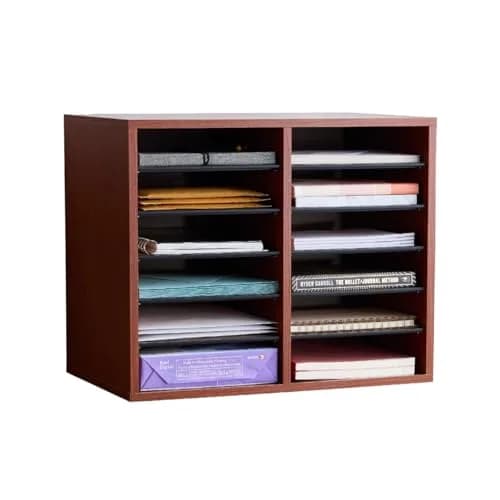 Safco Literature Organizer 12 Compartments | Office & Classroom Mailbox with Adjustable Shelves, Cherry thumbnail 1