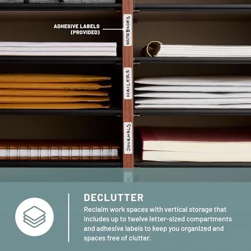 Safco Literature Organizer 12 Compartments | Office & Classroom Mailbox with Adjustable Shelves, Cherry thumbnail 3