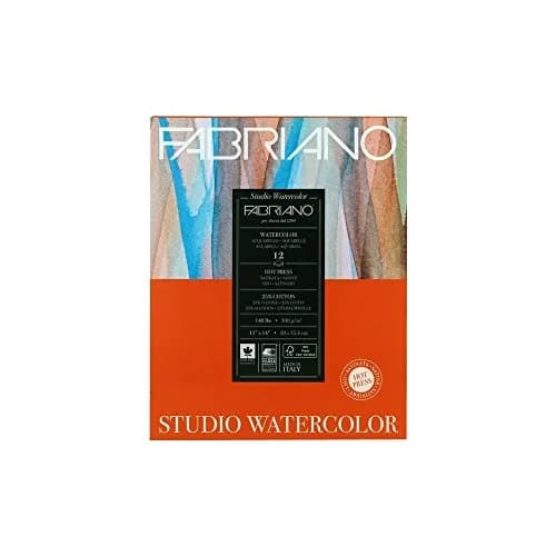 Fabriano Studio Watercolor Pad, Hot-Press, 300gsm (140 lb) - 11 x 14 inches, 12 Sheets | Acid-Free Art Paper for Artists thumbnail 1
