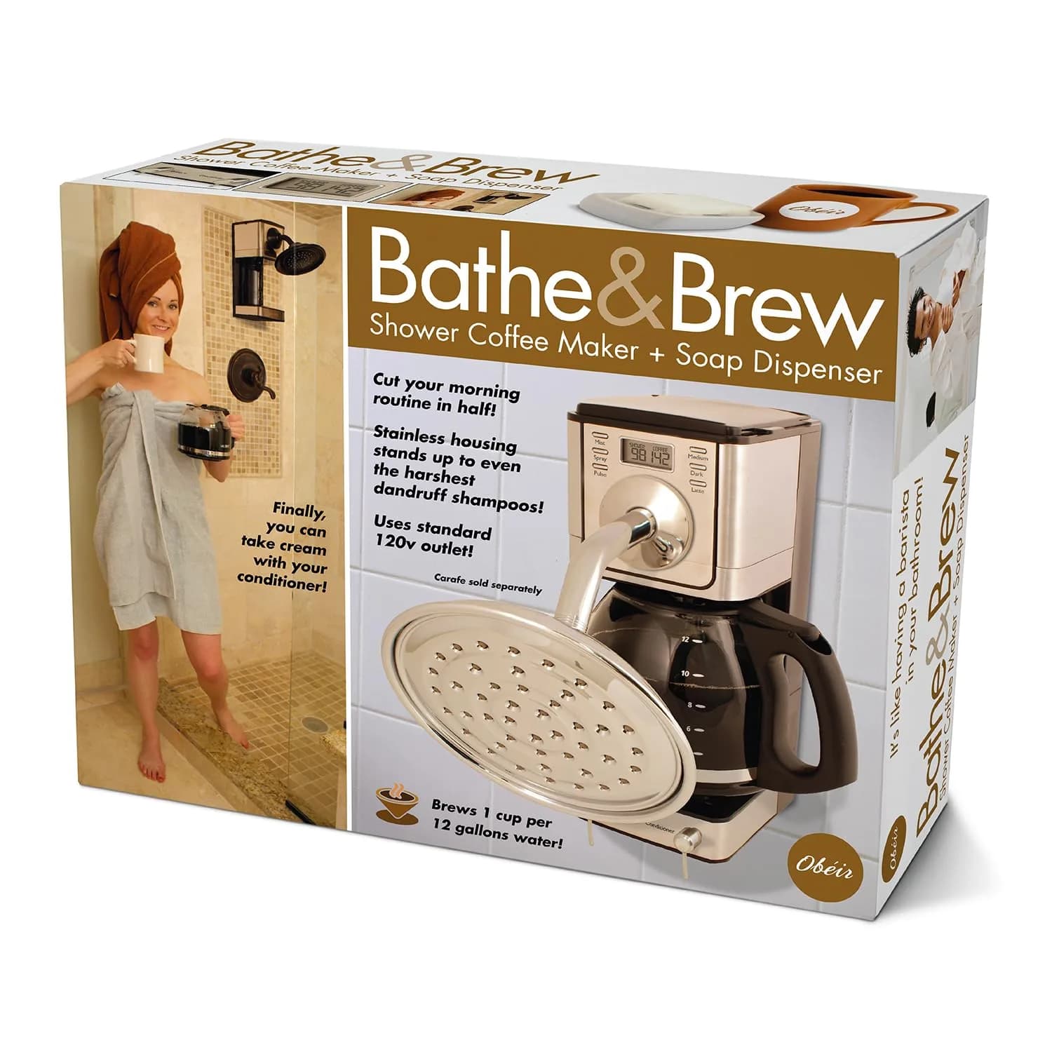 Prank-O Bathe & Brew Prank Gift Box Empty Coffee Maker Gag Gift for Men & Coworkers | 28.6cm x 30.9cm x 0.7cm (11.25" x 9" x 3.25") — Bathe & Brew