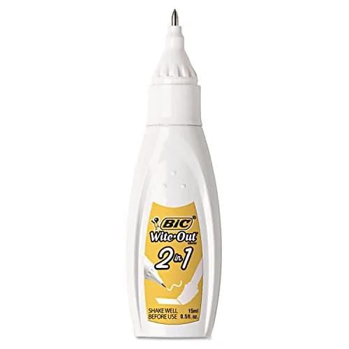 BIC Wite-Out 2-in-1 Correction Fluid Pen 15ml (0.5 Fl Oz) | Smooth Ink Flow for Precise Corrections thumbnail 2