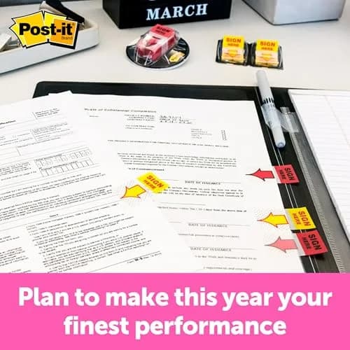 Post-it Flags Sign Here 200/High Volume Desk Grip Dispenser 1 in Wide Yellow | Bright Signage for Signatures & Highlighting thumbnail 5