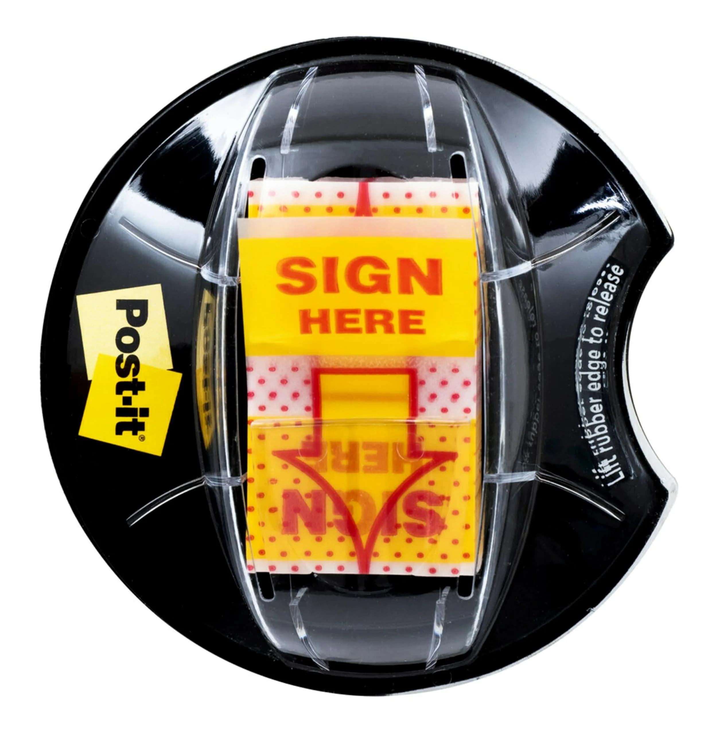 Post-it Flags Sign Here 200/High Volume Desk Grip Dispenser 1 in Wide Yellow | Bright Signage for Signatures & Highlighting