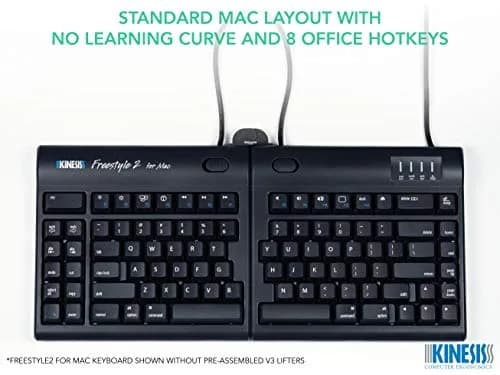 KINESIS Freestyle2 Ergonomic Keyboard for Mac | Adjustable Split Design, VIP3 Lifters, Low-Force Membrane Switches thumbnail 2