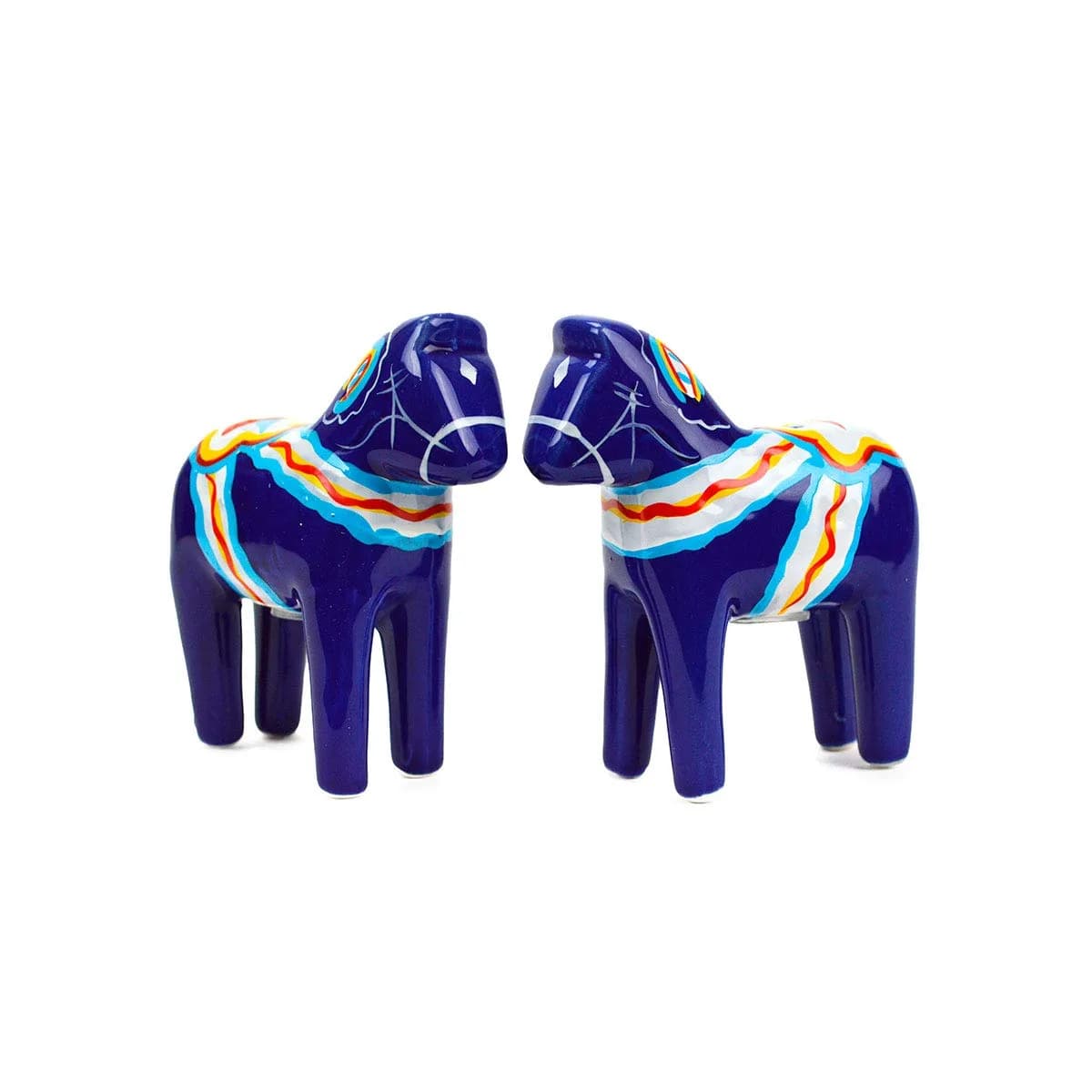 Essence of Europe Gifts Blue Swedish Dala Horse Salt & Pepper Shaker Set | Scandinavian Home Decor 3.25" Ceramic