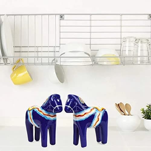Essence of Europe Gifts Blue Swedish Dala Horse Salt & Pepper Shaker Set | Scandinavian Home Decor 3.25" Ceramic thumbnail 2
