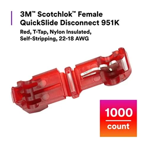 3M Female QuickSlide Disconnect 951K, Red, Nylon Insulated, 22-18 AWG | Reusable, RoHS & UL Certified (70-120 chars) thumbnail 2
