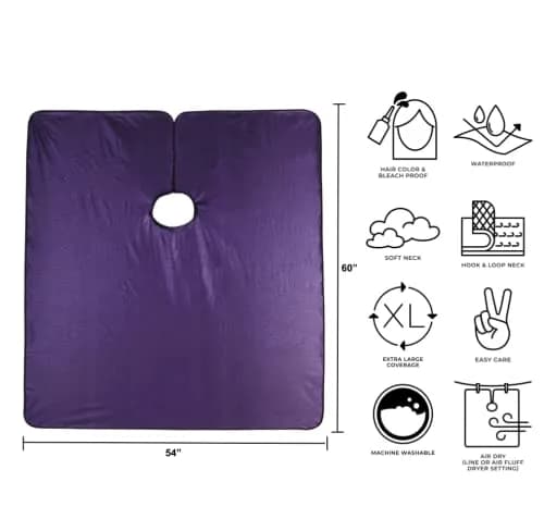 Cricket All Purpose Salon Cape Waterproof Bleach Proof 54" x 60" | Extra-Large Amethyst thumbnail 2