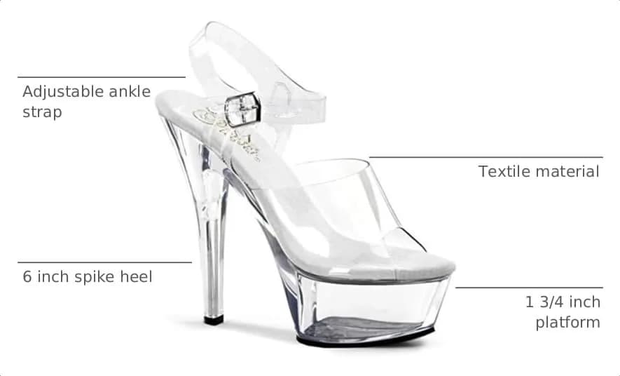 Pleaser Kiss-208 Ankle-Strap Sandal | 6" Spike Heel & 1 3/4" Platform, Sexy & Edgy (70-120 chars) thumbnail 3