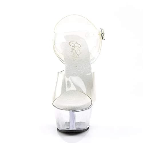 Pleaser Kiss-208 Ankle-Strap Sandal | 6" Spike Heel, 1 3/4" Platform, Clear PVC (9) | Sexy, Edgy, Party Footwear thumbnail 2