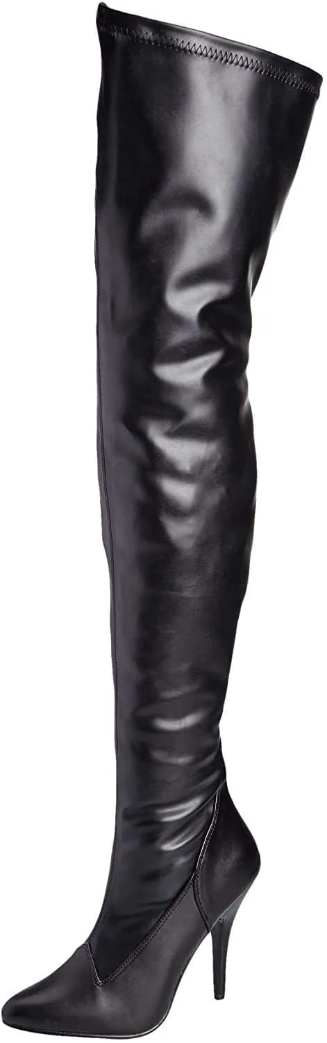 Pleaser Seduce-3000 Thigh-high Boots | 13 US Size, 5" Heel, Red Varnish, Pointed Toe
