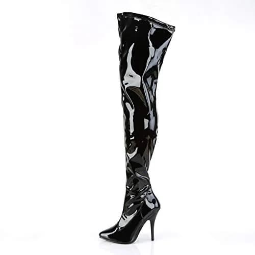 Pleaser Seduce-3000 Thigh-high Boots | 13 US Size, 5" Heel, Red Varnish, Pointed Toe thumbnail 4