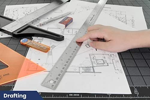 Pacific Arc Stainless Steel 24 Inch Metal Ruler with Cork Back & Metric Graduations | Precise Measuring Tool thumbnail 5