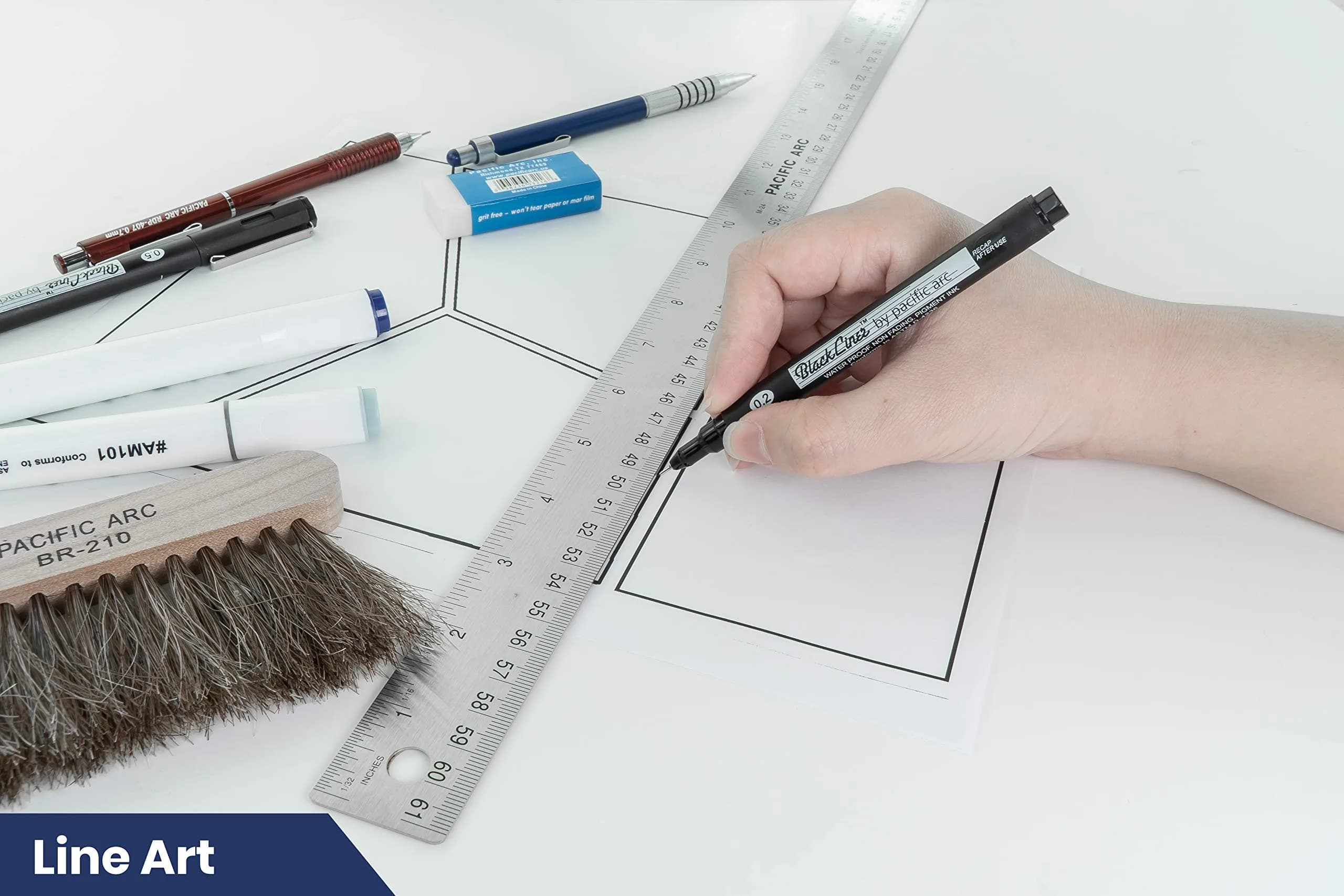Pacific Arc Stainless Steel 24 Inch Metal Ruler with Cork Back & Metric Graduations | Precise Measuring Tool - view 6