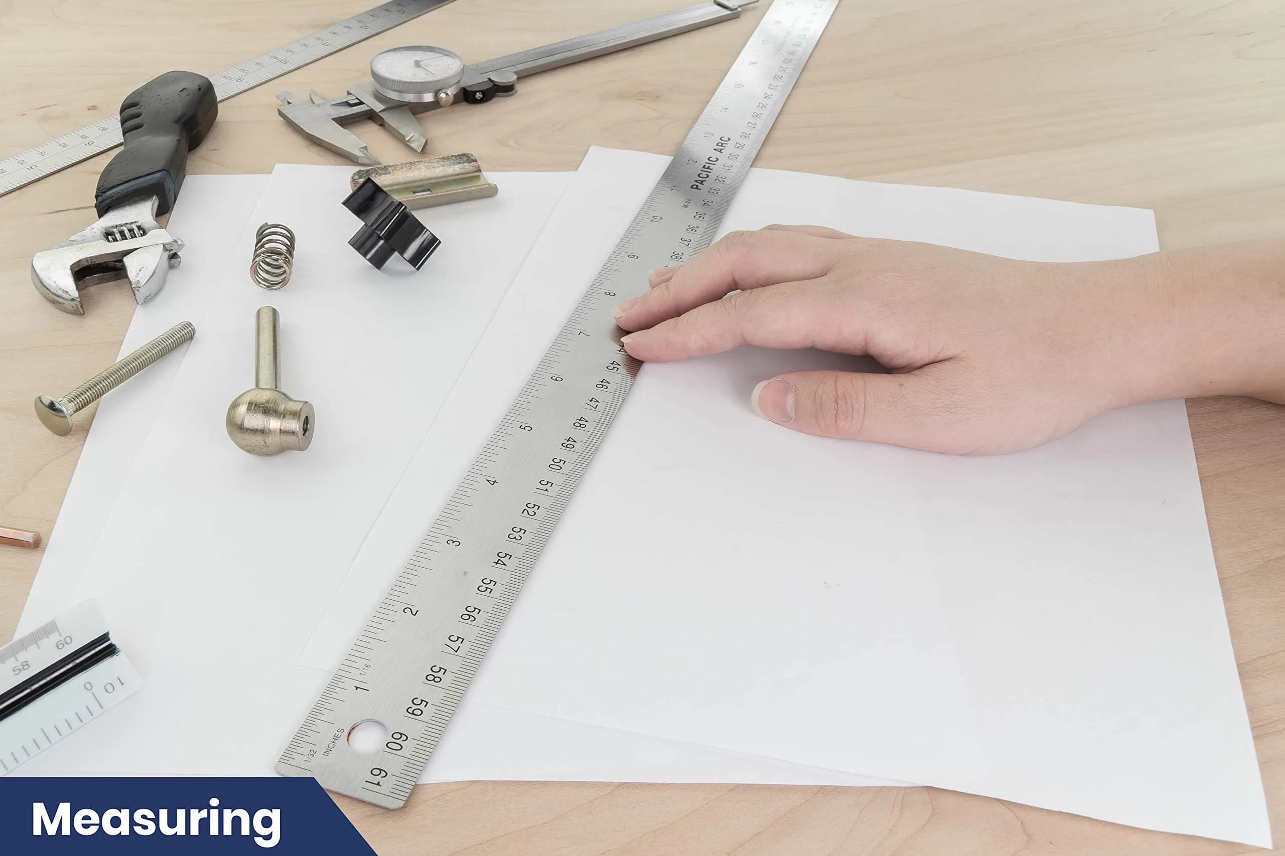 Pacific Arc Stainless Steel 24 Inch Metal Ruler with Cork Back & Metric Graduations | Precise Measuring Tool - view 7