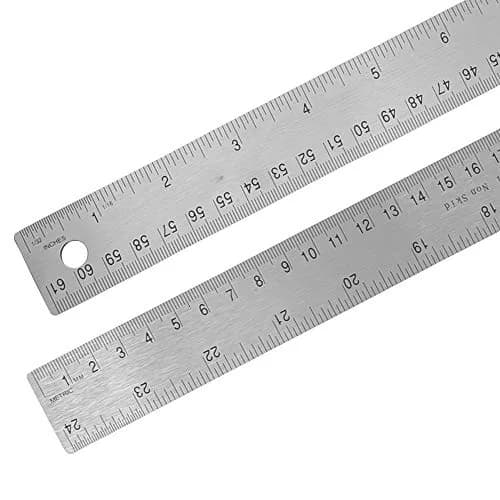 Pacific Arc Stainless Steel 24 Inch Metal Ruler with Cork Back & Metric Graduations | Precise Measuring Tool thumbnail 1