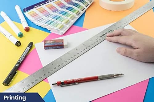 Pacific Arc Stainless Steel 24 Inch Metal Ruler with Cork Back & Metric Graduations | Precise Measuring Tool thumbnail 8