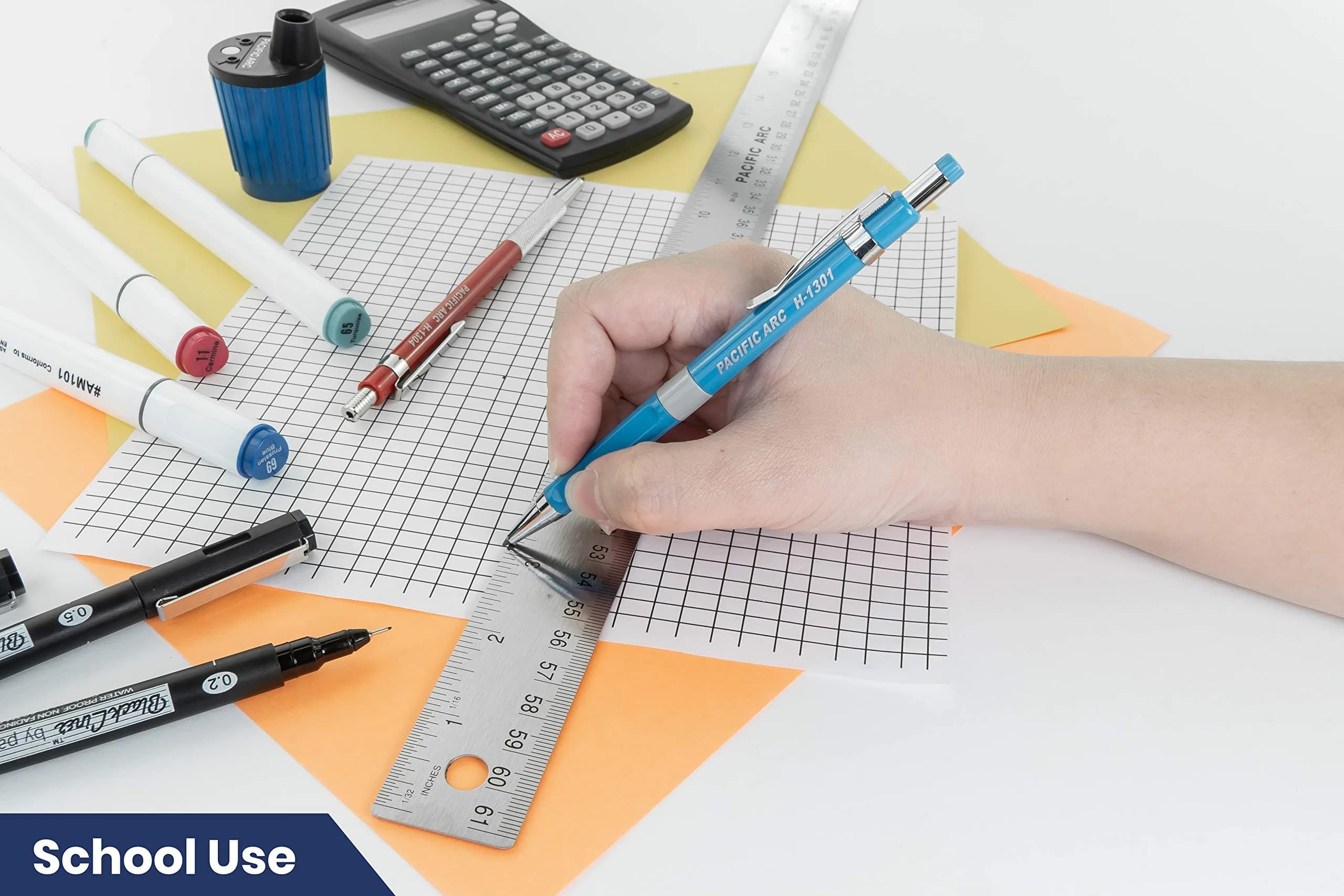 Pacific Arc Stainless Steel 24 Inch Metal Ruler with Cork Back & Metric Graduations | Precise Measuring Tool - view 9