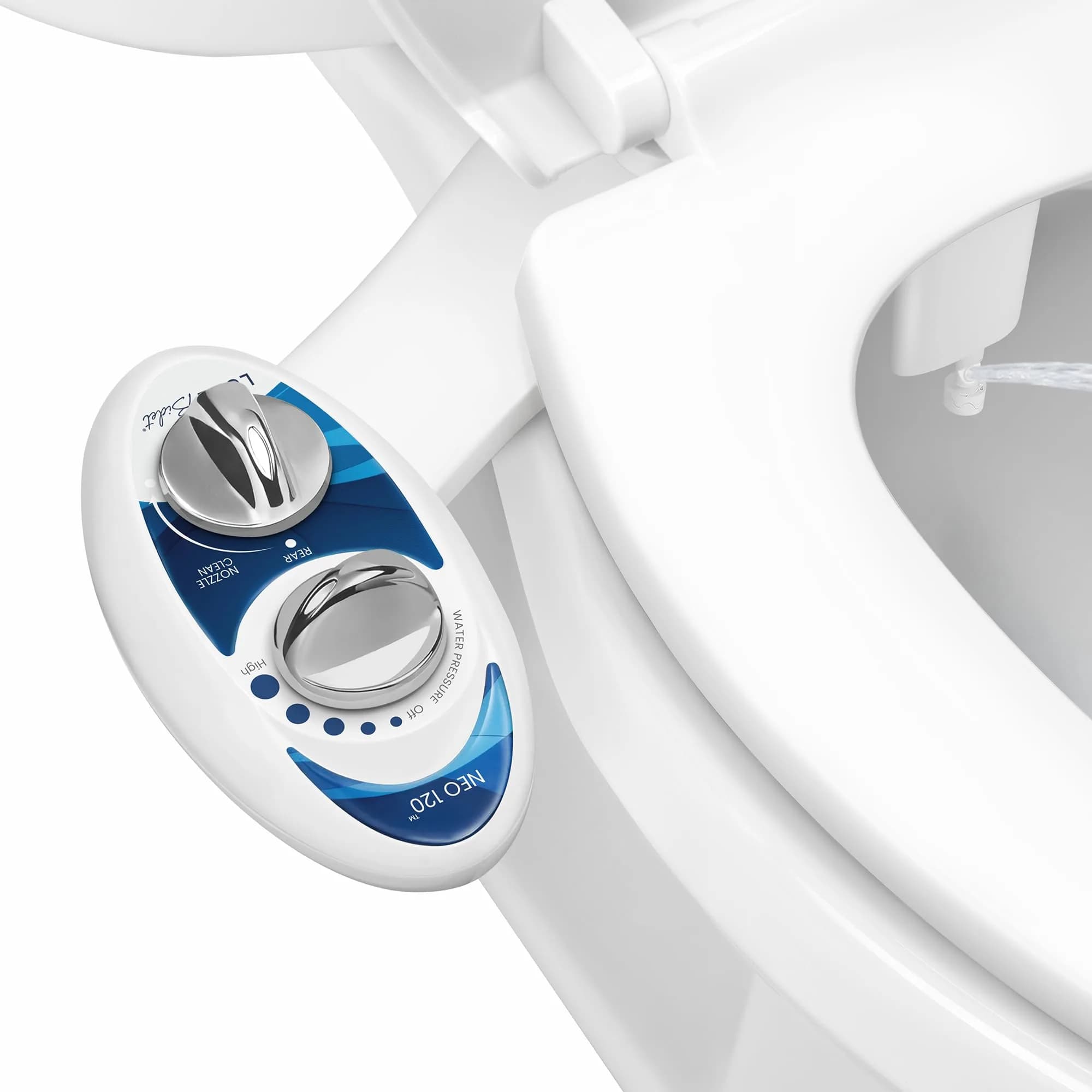 LUXE Bidet NEO 120 Self-Cleaning Bidet Attachment for Toilet Seat, Blue | Non-Electric, Adjustable Pressure, Rear Wash - main product image