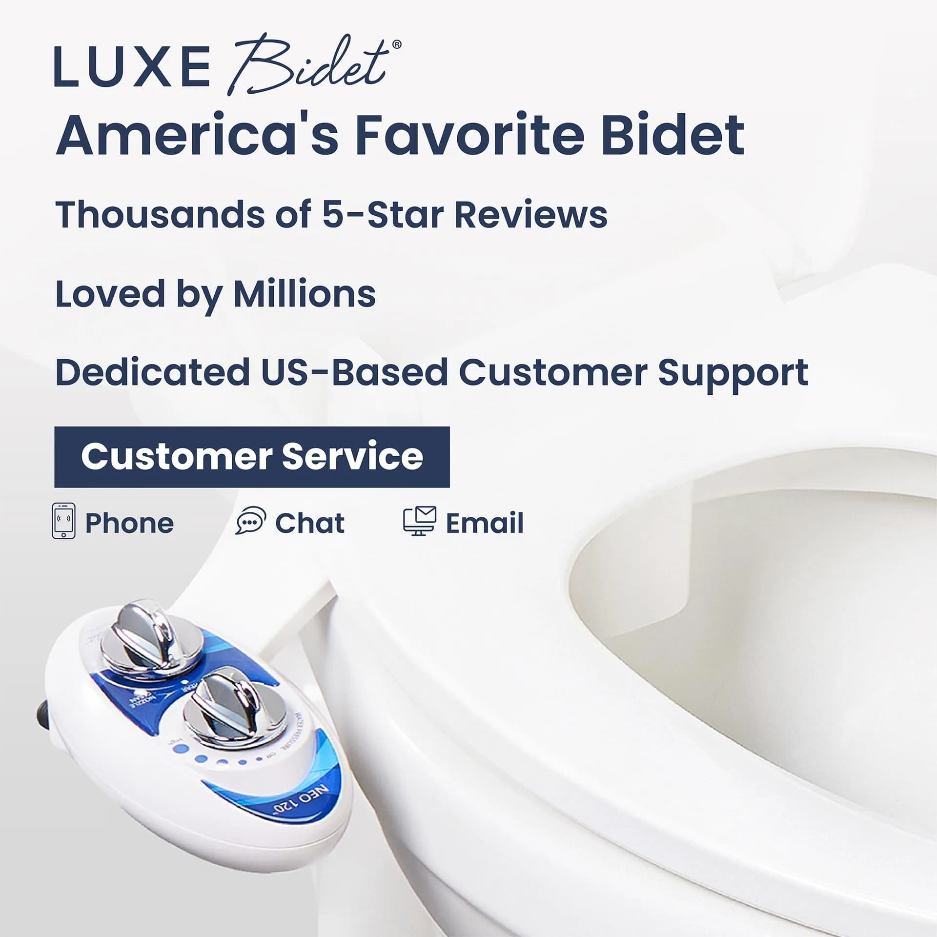 LUXE Bidet NEO 120 Self-Cleaning Bidet Attachment for Toilet Seat, Blue | Non-Electric, Adjustable Pressure, Rear Wash - view 7