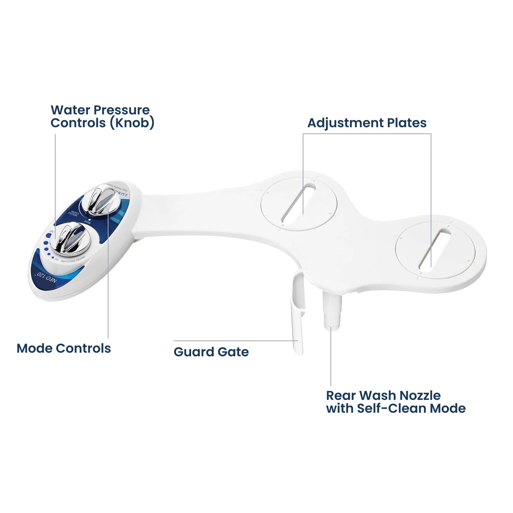 LUXE Bidet NEO 120 Self-Cleaning Bidet Attachment for Toilet Seat, Blue | Non-Electric, Adjustable Pressure, Rear Wash - view 8
