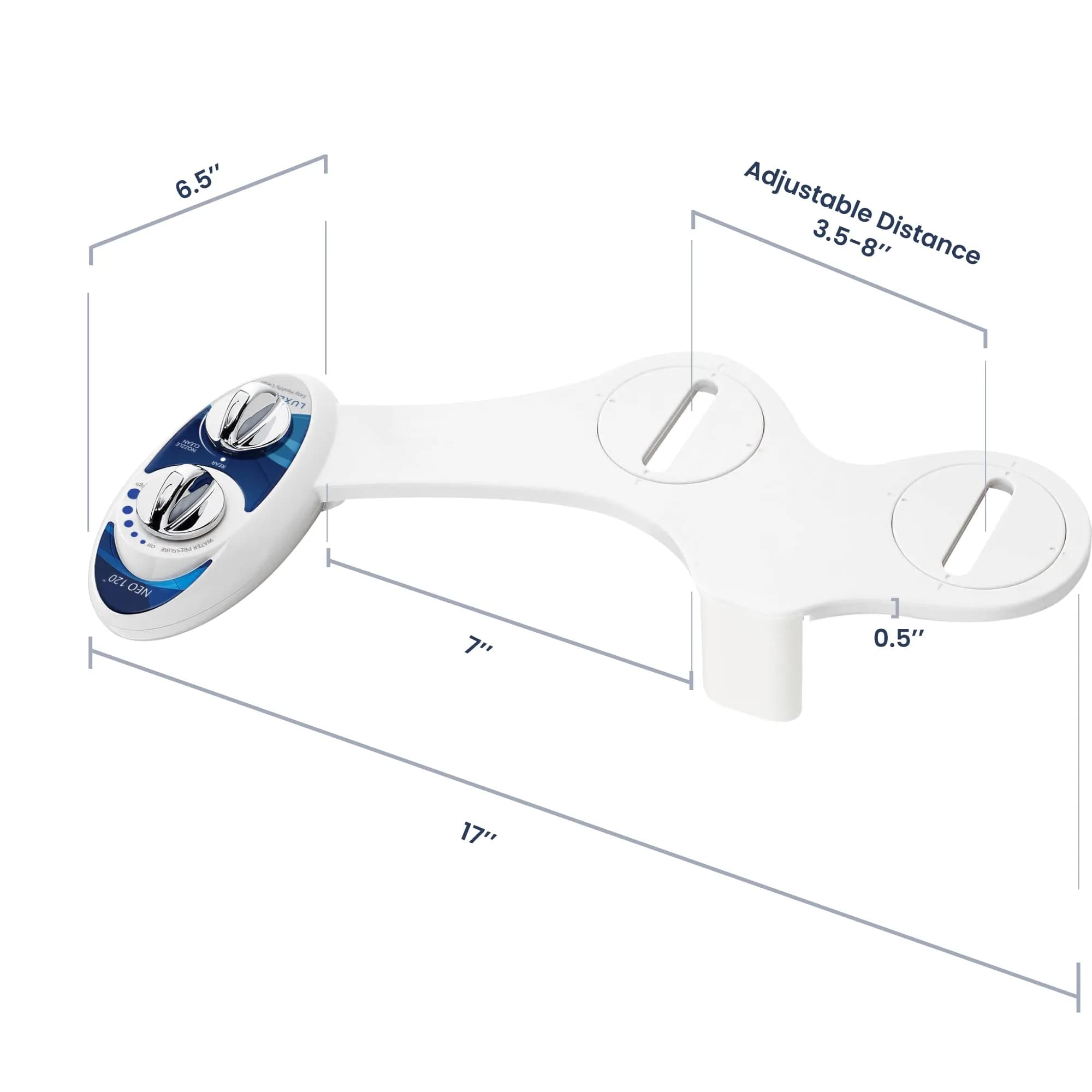 LUXE Bidet NEO 120 Self-Cleaning Bidet Attachment for Toilet Seat, Blue | Non-Electric, Adjustable Pressure, Rear Wash - view 9