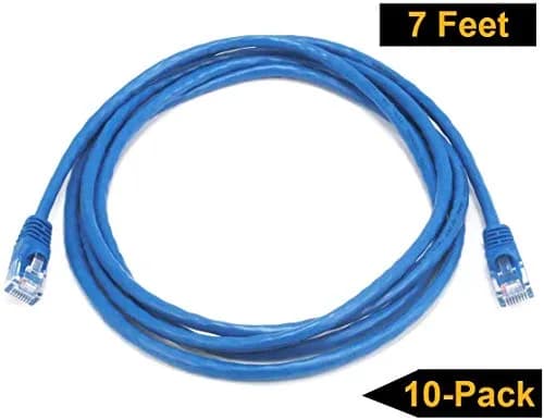 iMBAPrice UL Listed Cat6 Ethernet Network Patch Cable 7 Feet (2.13m) | 10 Pack Blue, 10Gbps Speed thumbnail 2