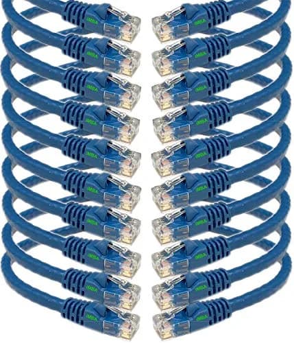 iMBAPrice Cat6 Ethernet Network Patch Cable RJ45 1.52m (5 ft) Blue | 10Gbps Gigabit Speed thumbnail 1