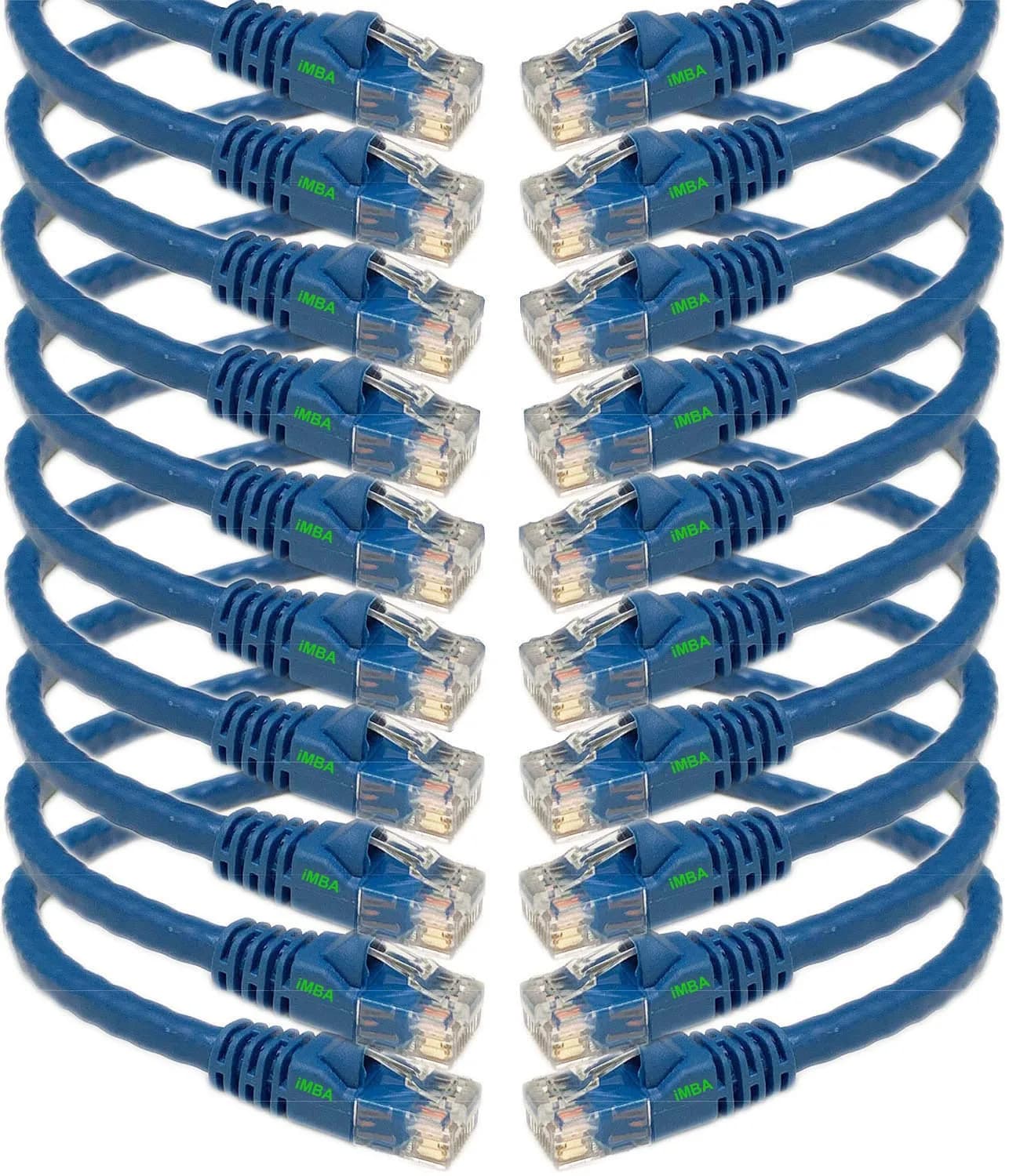iMBAPrice UL Listed Cat6 Ethernet Network Patch Cable 4.27m (14 Feet) 10-Pack | High-Speed Gigabit Data Transfer — Blue / 5 Feet