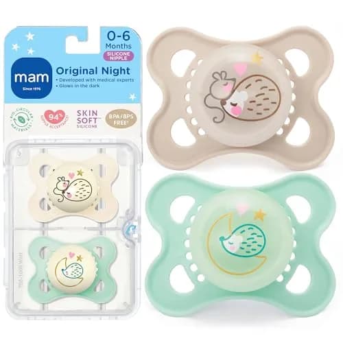 MAM Original Baby Pacifiers 0-6 Months, Glow-in-the-Dark, 2-Pack | Developed with Orthodontists thumbnail 1